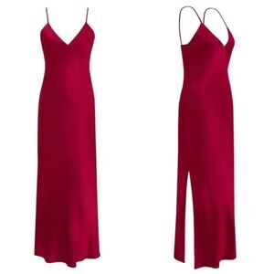 NWT Gold Hawk Sylvia Viscose Slip Maxi Dress In Red Size Small $350 MSRP
